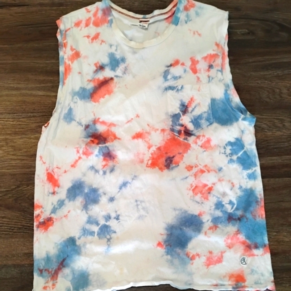 Todd Snyder Champion Sportswear Tie-Dye Muscle Tee in Blue and Red